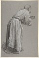 Cleric with Joined Hands (lower register?); verso: (same figure); (studies for wall paintings in the Chapel of Saint Remi, Sainte-Clotilde, Paris, 1858), Isidore Pils (French, Paris 1813/15–1875 Douarnenez), Black chalk, stumped, white chalk, on dark gray paper (recto); faint black chalk (verso)