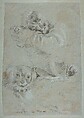 Three Dogs, Giovanni Domenico Tiepolo  Italian, Black chalk, highlighted with white chalk, on blue paper