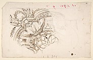 Study for the Decoration of a Vault (recto); Faint Sketches of Ornamental Patterns (verso), Mauro Antonio Tesi (Italian, Montalbano 1730–1766 Bologna), Pen and brown ink, over black chalk (recto); black chalk (verso)