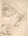 Design for Half Cartouche with Mask, Fortunato Tesi  Italian, Pen and ink, wash