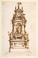 Design for an Altar Erected for the Holy Week, Mauro Antonio Tesi (Italian, Montalbano 1730–1766 Bologna), Pen and brown ink, brush and brown wash