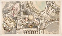 Design for a Ceiling, Faustino Trebbi  Italian, Pen and ink, brush and wash, with traces of watercolor