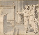 A Male Saint Followed by a Group of Men, Pointing to a Monstrance on an Altar, Giovanni Battista Trotti (
