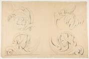 Architectural Motifs: Four Rinceaux, Georges Seurat (French, Paris 1859–1891 Paris), Black chalk