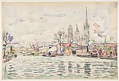 River scene:  Rouen, Paul Signac (French, Paris 1863–1935 Paris), Watercolor, black chalk, and graphite