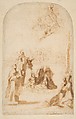 Saint Hyacinth Walking on the Waters, Francesco Vanni (Italian, Siena 1563–1610 Siena), Pen and brown ink, brush and brown wash