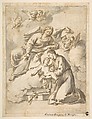 Saint Cajetan of Thiene Holding the Infant Jesus, Gaetano Gherardo Zompini (Italian, Nervesa, near Treviso 1700–1778 Venice), Pen and brown ink, brush and gray wash; framing lines in pen and gray ink