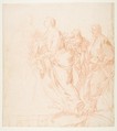 The Visitation of Our Lady (Luke 1:39-56)(recto); Zachariah (verso), Giacomo Zoboli (Italian, Modena 1681–1767 Rome), Red chalk. Verso: faint red chalk studies for the figures of Joseph and Zechariah