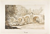 The Ponte Acquoria, Joseph Vernet (French, Avignon 1714–1789 Paris), Brush and brown and gray wash over black chalk.
