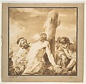Martyrdom of St. Bartholomew, after Mattia Preti, François André Vincent (French, Paris 1746–1816 Paris), Brush and brown wash, over traces of graphite