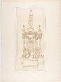 Design for a Double Heart Monument, Anonymous, French, 16th century, Pen and brown ink, black chalk underdrawing