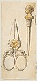 Designs for Scissors and Letter Opener, Anonymous, French, 19th century French, Pen and brown ink with gray and yellow wash