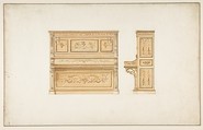 Design for a Piano, Anonymous, French, 19th century French, Watercolor on wove paper