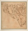 Decorative Group, After Federico Zuccaro (Zuccari) (Italian, Sant'Angelo in Vado 1540/42–1609 Ancona), Pen and brown ink, on brown paper