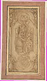 Design for a Cartouche with a Religious Subject in the Central Compartment, Attributed to Taddeo Zuccaro (Italian, Sant&#39;Angelo in Vado 1529–1566 Rome), Pen and brown ink, brush and brown wash, over leadpoint (?)
