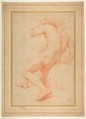 Back View of a Seated Male Nude, Andrea Sacchi  Italian, Red chalk on pale brown paper