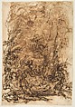 Witches' Sabbath (recto); Figures Gathered around a tree (verso), Salvator Rosa (Italian, Arenella (Naples) 1615–1673 Rome), Pen and brown ink, brush and brown wash (recto and verso); framing lines in black chalk