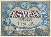 E. Moreau & Fils, Parfumeurs à Paris, Anonymous, French, 19th century  French, Graphite and gouache on faded blue wove paper