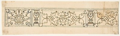 Design for an Iron Railing, Anonymous, French, 19th century, Pen and brown ink