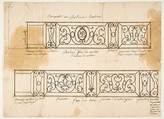 Two Designs for Iron Balconies, Anonymous, French, 19th century, Pen and brown ink