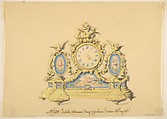 Design for a Clock: Three Birds, Anonymous, French, 19th century  French, Graphite, brush and gray wash, watercolor, gouache, and gold gilt