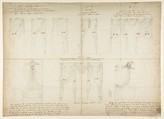 Designs for Drapery, Window Treatements, and Bed Canopy, Anonymous, French, 19th century  French, Graphite and pen and brown ink.