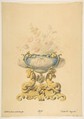 Design for a Porcelain Flower Bowl with Bronze Mount, Anonymous, French, 19th century  French, Graphite, watercolor, and gouache