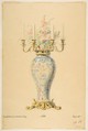 Design for a Vase with Candelabra, Anonymous, French, 19th century  French, Graphite, watercolor, and gouache