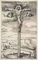 Crucifixion with Two Angels, Giulio Bonasone (Italian, active Rome and Bologna, 1531–after 1576), Engraving and etching