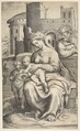 The Holy Family with Saint John the Baptist, Giulio Bonasone  Italian, Engraving