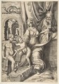 The Holy Family and the infant John the Baptist, Giulio Bonasone Italian, Engraving