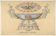 Design for a Porcelain Cup, Anonymous, French, 19th century French, Graphite, watercolor, and gouache, heightened with white