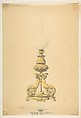Design for an Oil Lamp, Anonymous, French, 19th century  French, Graphite, brush and gray wash, and gouache
