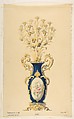 Design for a Porcelain Candelabra with Nine Branches, Anonymous, French, 19th century  French, Graphite, watercolor, gouache, and gold gilt