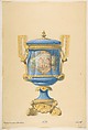 Design for an Urn, Anonymous, French, 19th century  French, Graphite, brush and gray wash, watercolor, gouache, and gold gilt