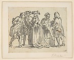 Figures, Anonymous, French, 18th century, Pen and brown ink, brush and brown wash