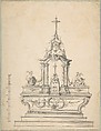 Design for an Altar, Anonymous, French, 18th century, Pen and black ink, brush and gray wash.  Scale in pieds at left.