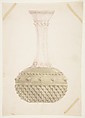 Design for a Vase, Anonymous, French, 19th century  French, Pen and brown ink, brush and green, gray, and lavender wash, over graphite.