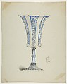 Design for a Chalice, Anonymous, French, 19th century French, Pen and black ink, brush and blue wash, heightened with white, over graphite