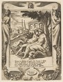 Jupiter tells Juno of his love, set within a frame, from "Loves, Rages and Jealousies of Juno", Giulio Bonasone Italian, Engraving
