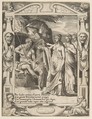 Juno asks Aeolus to raise a storm against the Trojan fleet, set within an elaborate frame, from "Loves, Rages and Jealousies of Juno", Giulio Bonasone Italian, Engraving