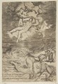 Venus tumbling with putti in the clouds, from "The Loves of the Gods", Giulio Bonasone  Italian, Engraving