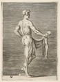 Flayed man seen from behind, Giulio Bonasone Italian, Engraving