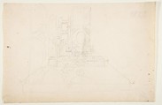 Drawing After and Architectural Fragment of a Coffered Ceiling, Anonymous, French, 19th century French, Graphite
