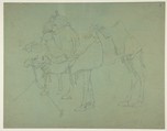 Two Camels, Anonymous, French, 19th century French, Graphite on blue wove paper