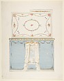 Ceiling and wall design, Anonymous, French, 19th century  French, Pen and ink, watercolor