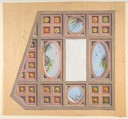 Design for a ceiling decoration, Anonymous, French, 19th century French, Watercolor and graphite
