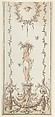 Design for an Ornamental Panel, Anonymous, French, 19th century  French, Pen and black ink, brush and orange, brown, and gray wash