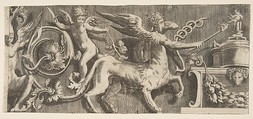 Ornament frieze with winged Centaur, Giulio Bonasone Italian, Engraving