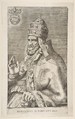 Portrait of Pope Marcellus II, right hand raised facing left, Giulio Bonasone  Italian, Engraving